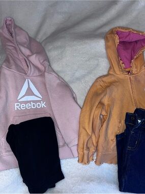 Reebok Pink Kids Hoodie with White Logo